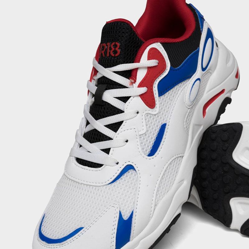 Zapatillas-Urbano-R18-Hombres-R18-Kh006--Textil-BLANCO-AZUL-ROJO-44