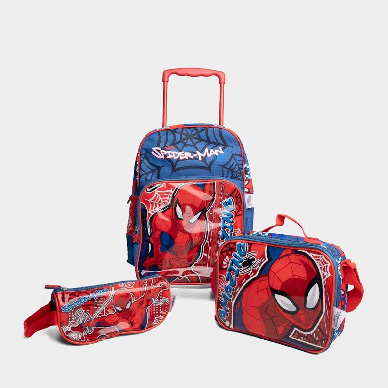 Set-3P-Mochirueda-Escolar-Dreamland-7750498531939-Spiderman-ROJO-AZUL-Talla-Unica
