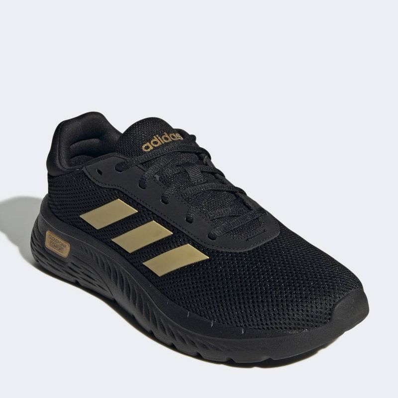 Zapatillas-Casual-Adidas-Mujeres-Jh6829-Cloudfoam-Comfy-NEGRO-DORADO-6.5