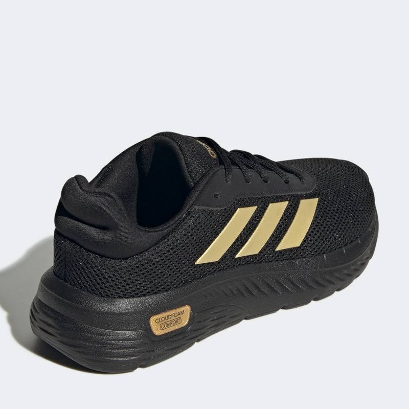 Zapatillas-Casual-Adidas-Mujeres-Jh6829-Cloudfoam-Comfy-NEGRO-DORADO-6.5